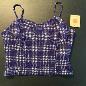 Blue plaid- Large/Timing    Knit sweater:Medium/H&M